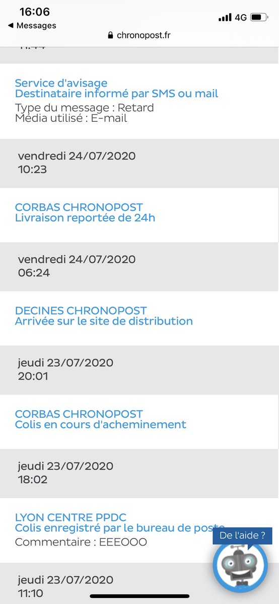 tperr0780's tweet photo. Bravo #Chronopost pour autant d’efficacité... faire 3x le tour de Lyon sans jamais arriver à me livrer... je suis sans voix 😶 https://t.co/4X8BXYjXZ8