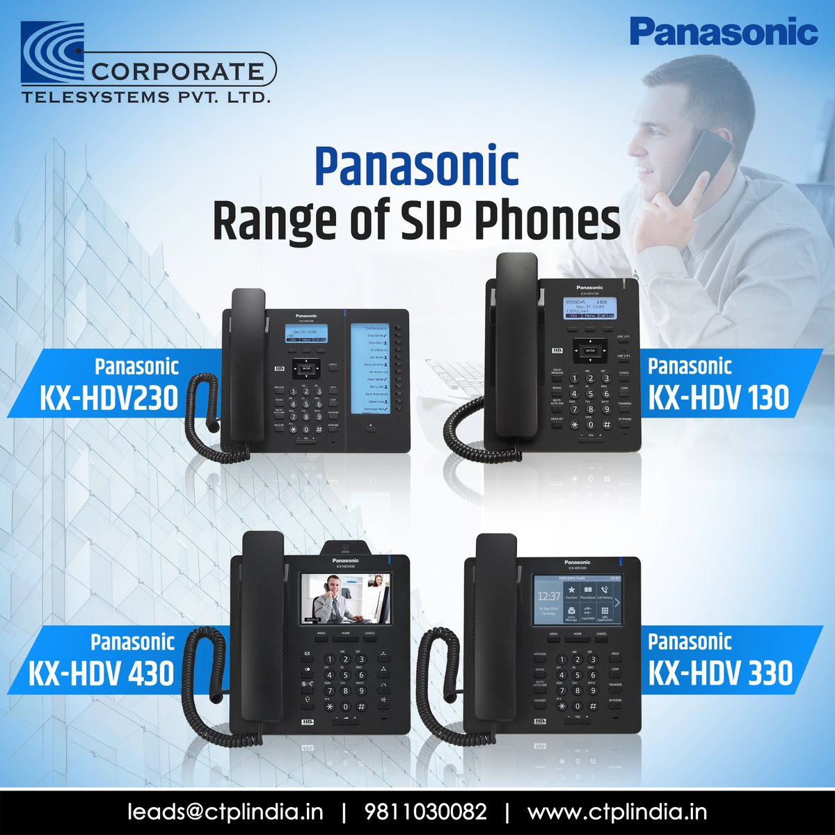 CTPLIndia's tweet photo. Panasonic Range of SIP Phones

👉 KX-HDV-130

👉 KX-HDV-230

👉 KX-HDV-330

👉 KX-HDV-430

For more details visit: https://t.co/jpcG7DqzIj

Or call us at 011-47282828 | 9811030082

#CTPL #CTPLIndia #Panasonic #SIPPhones #PhoneRange #KXHDV130 #KXHDV230 #KXHDV330 #KXHDV430 https://t.co/sVetvHyh4O