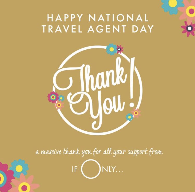 Andy_Freeth's tweet photo. Shout out to all our lovely travel agents today, on National Travel Agent Day #NTADUK. From all the team at If Only. A massive THANK YOU for all your support over the years, we really couldn't have done it without you. 👏🏼👏🏼👏🏼👏🏼👏🏼 https://t.co/JPiW3ppJHN