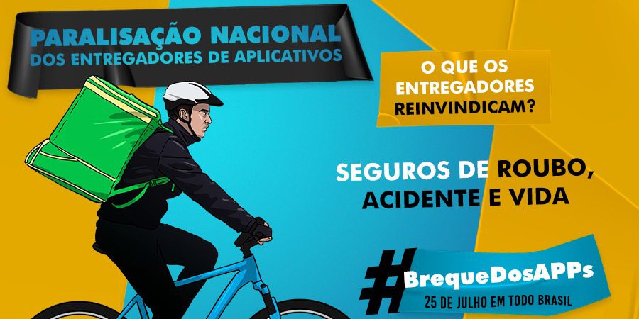 ENFF_Oficial's tweet photo. ☀️Bom dia!

Hoje é dia de esquenta para a paralisação dos entregadores. 

Quer fortalecer essa luta? Então participe do tuitaço #BrequeDosApps e acompanhe mais de perto as pautas da paralisação.

Dia 25 de julho é BREQUE! 🚴🏾🏍️🛵 https://t.co/b9GBc8ReCn