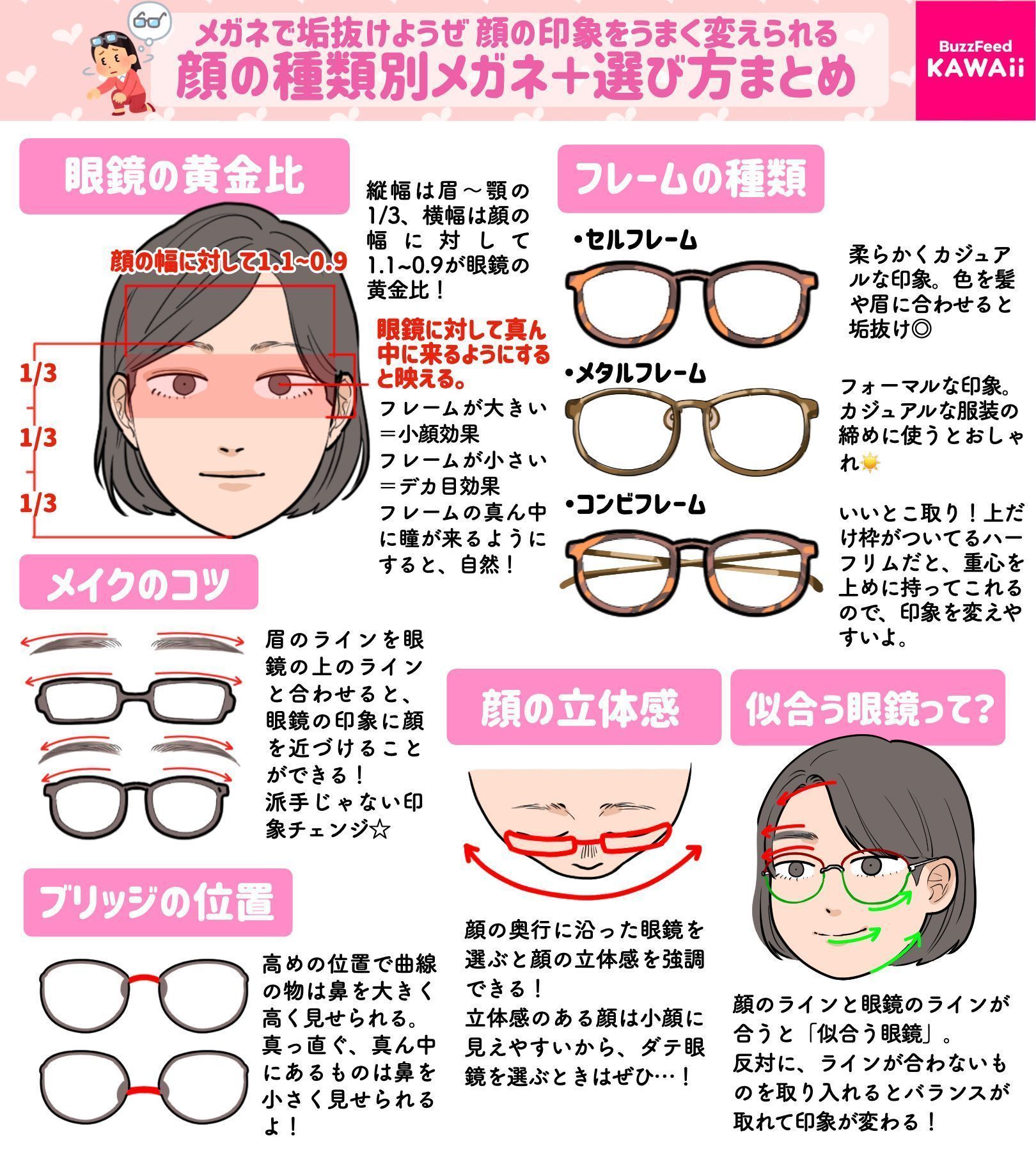 Buzzfeed Kawaii 在 Twitter 上 メガネで垢抜け 顔の印象をメガネで変える 輪郭別の似合うメガネ と 自分の顔が映えるメガネの選び方をまとめました T Co Sbqh9vbhug Twitter