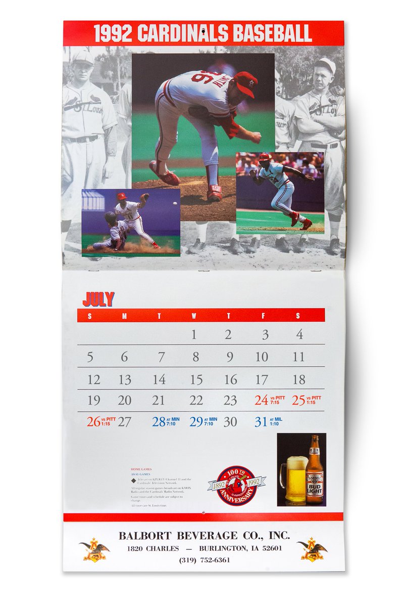 87topps1's tweet photo. This years calendar is identical to 1992. I bought this '92 Cardinals calendar off ebay and updated it with this years schedule. Print it out and hang up in your cubical, kids room etc. I'll post a new one every month #OpeningDay 
 
@MattSebek @uniformcritic @Cardinals #stl @mlb https://t.co/78q31o7m7l