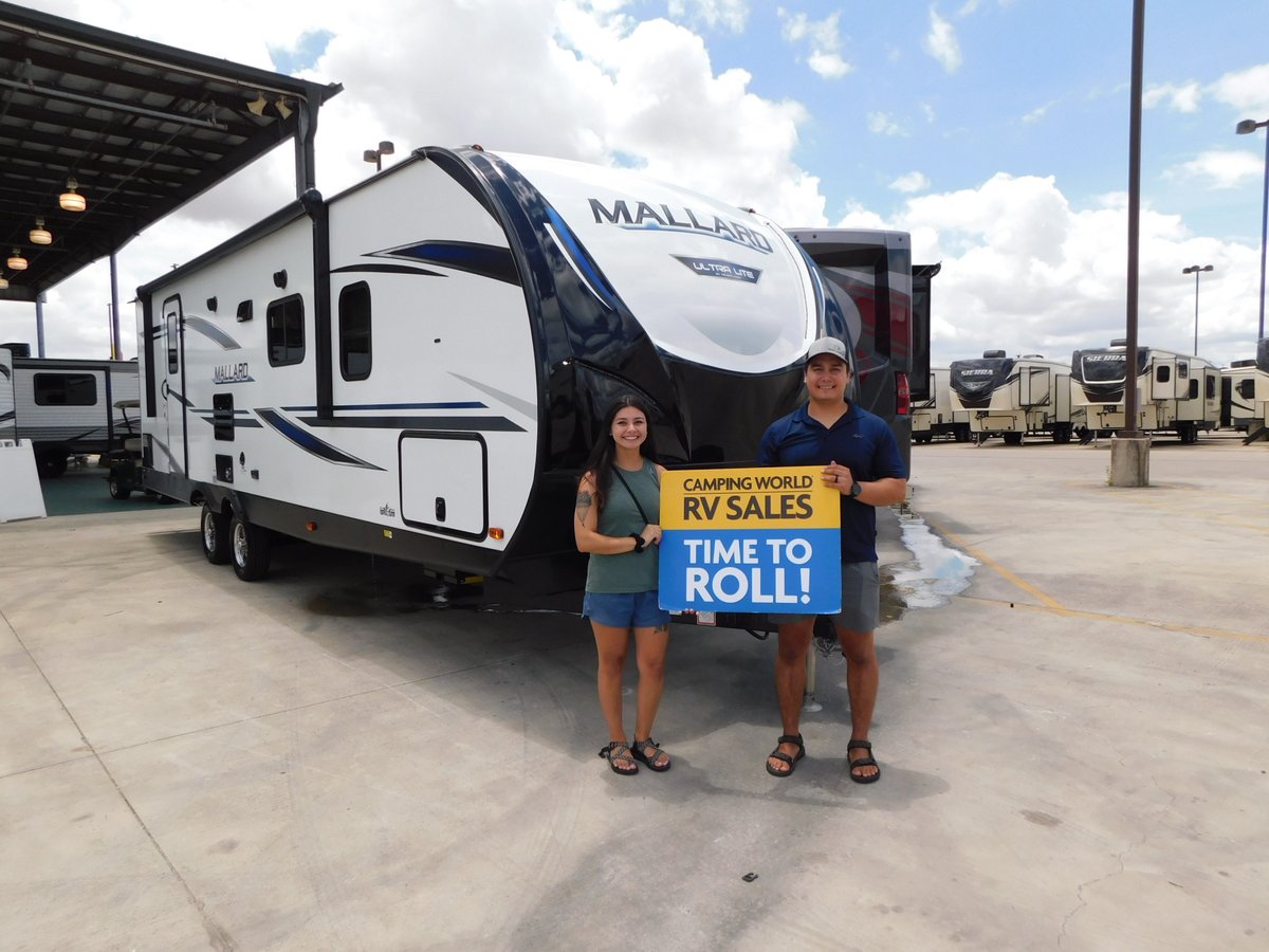 camping_33's tweet photo. Congratulations to Israel and Kira on the purchase of thier new Mallard travel trailer. Welcome to the Camping World Family! #Happycamper #Travel #familytime #campingworld https://t.co/rRMSlQuD36