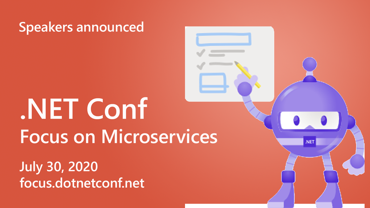 VisualStudio's tweet photo. T-Minus 6 days - The #dotNETConf, focus on Microservices shindig is almost here. Join us as we learn from out fantastic lineup of speakers; from @kelseyhightower, to @coolcsh, and @JulieLerman to name just a few.

Get all the details: https://t.co/yuXcdkxWNw https://t.co/eMI4nYrhEV