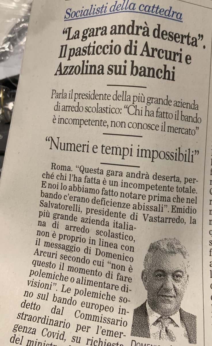 OGiannino's tweet photo. Se non capite banchi a rotelle urgono perché nessuno a lezione resti discriminato a ultimo banco, vi mancano lebbasi x capire 5S e bandi rivoluzionari di Arcuri. Nessuno ne puó produrre così tanti in ITA? Ma caro @lucianocapone, la rivoluzzione non si piega alla ragioneria ahah https://t.co/SwX4BQLYQM