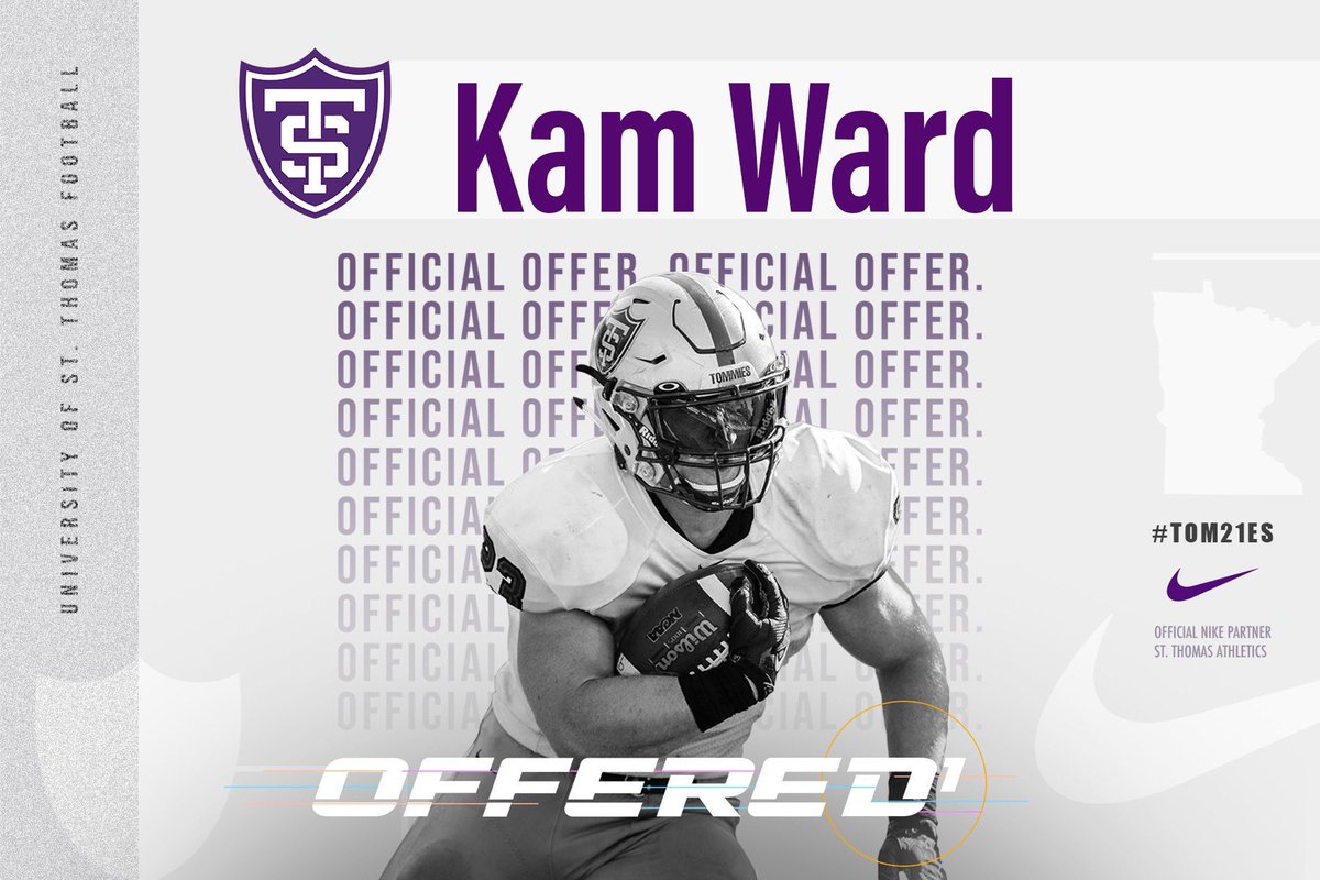 kamwardbig8's tweet photo. So Blessed to receive my first D1 offer from University of ST. Thomas ⚪️🟣 @RecruitGeorgia @IrwinCoFootball @UofStThomasMN @CoachDodson13 @Coach_Caruso https://t.co/4NkRTa7elz