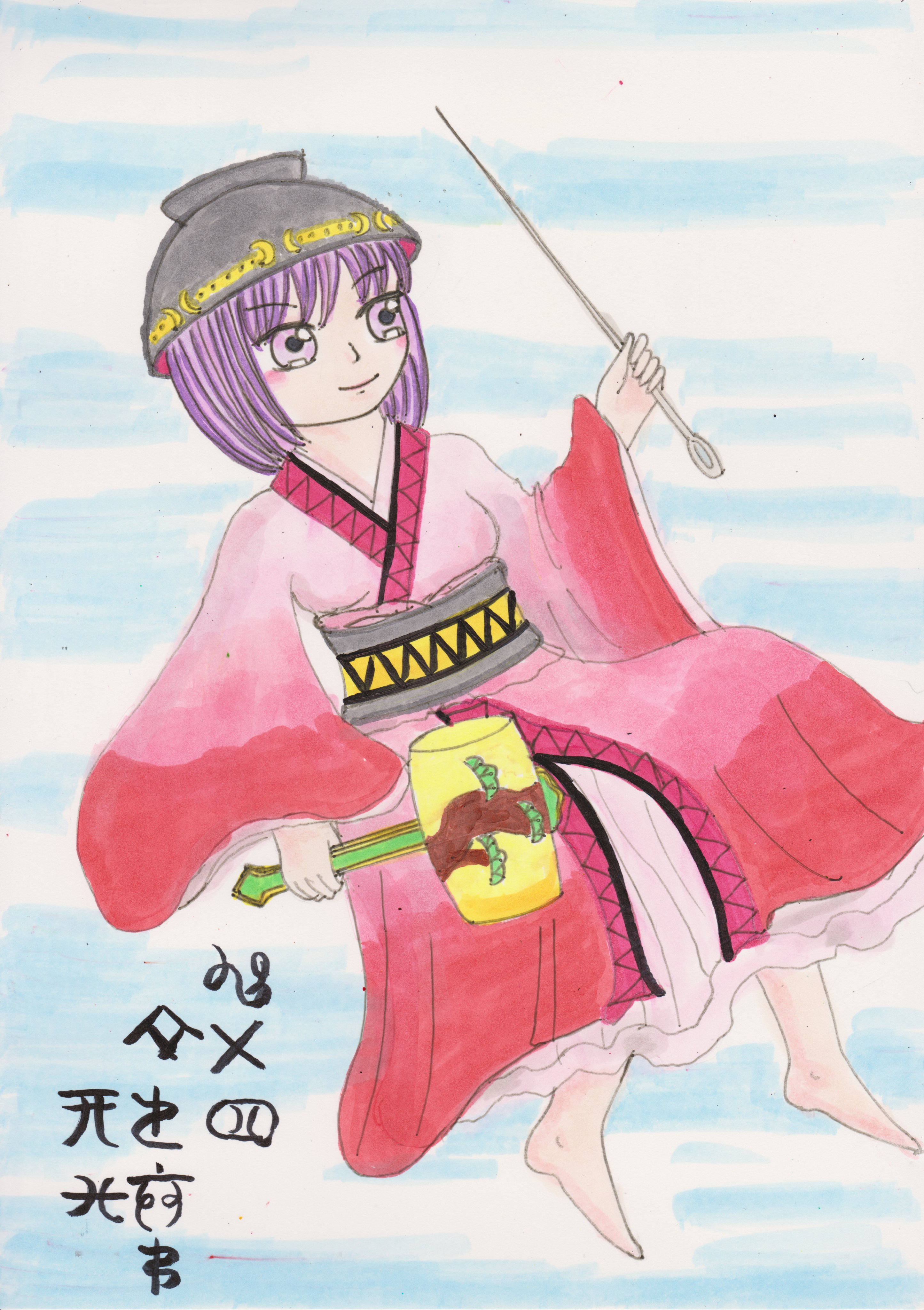 七曜主醤 蓬莱カレイドスコウプ蓬09 名華祭ｉ09 10 私は出雲系 東方 の小人族は大国主命の参謀として仕えた少名彦命の系統らしい 左下の文字は古代出雲文字で すくなしんみょうまると書いています また輝針祭を応援しています 東方の90分お絵描き