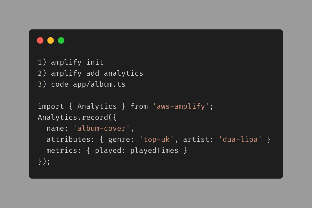 gerardsans's tweet photo. Find out more about your users to improve UX in just 3 steps using AWS Amplify 😃📊

1) Set up your project
2) Add analytics category
3) Record user sessions &amp; web page metrics using custom attributes powered by #AmazonPinpoint &amp; #AmazonKinesis

#AWSAmplify #analytics ✨🚀 https://t.co/vdAudymuFi