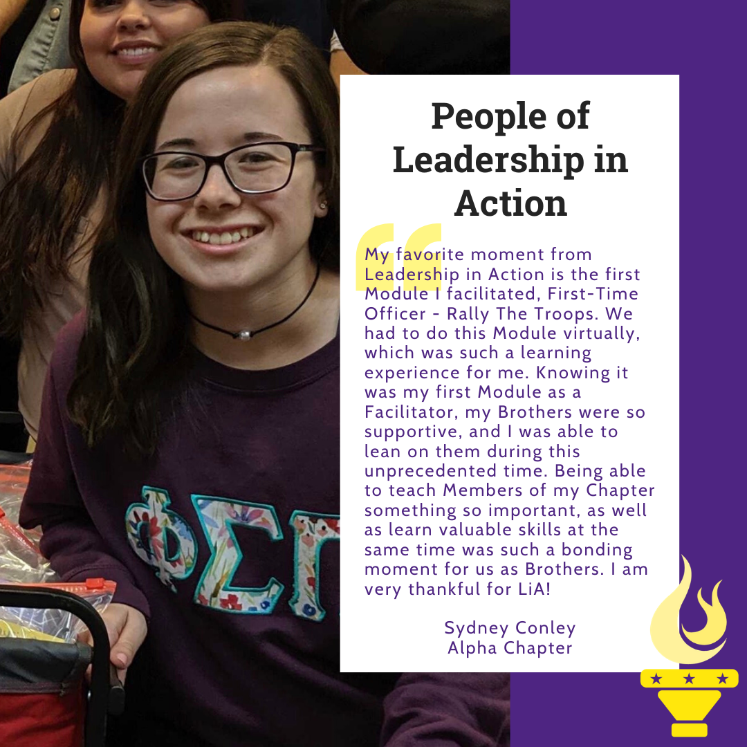 phisigmapi's tweet photo. Sydney Conley of the Alpha Chapter at University of Central Missouri is this week's feature for "People of Leadership in Action." #pspleadership
Request a LiA Modules for the fall at https://t.co/SSPg60xw65 https://t.co/vapbDmIbQ1
