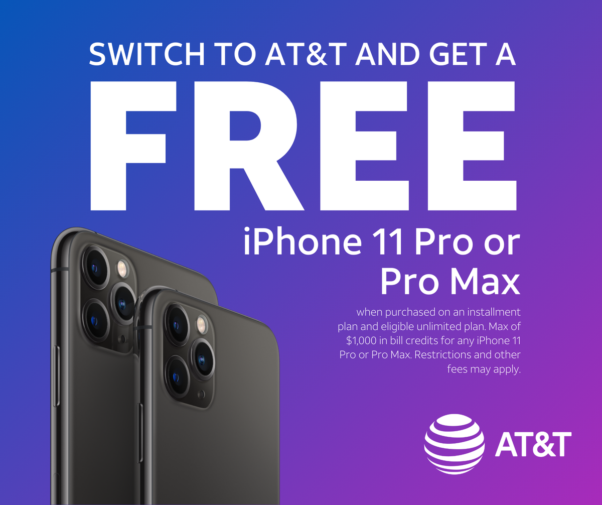 MaWalpole's tweet photo. For a limited time, score an iPhone 11 Pro/Pro Max for FREE when switching to AT&T! Speak with a Sales Rep to learn more by visiting our AT&T Store at 555 Providence Hwy, Walpole, MA or give us a ring at 508-850-9433!
#ATT #Apple #iphone11pro #iphone11promax #Primeatt https://t.co/Rf1UQEpQ7O