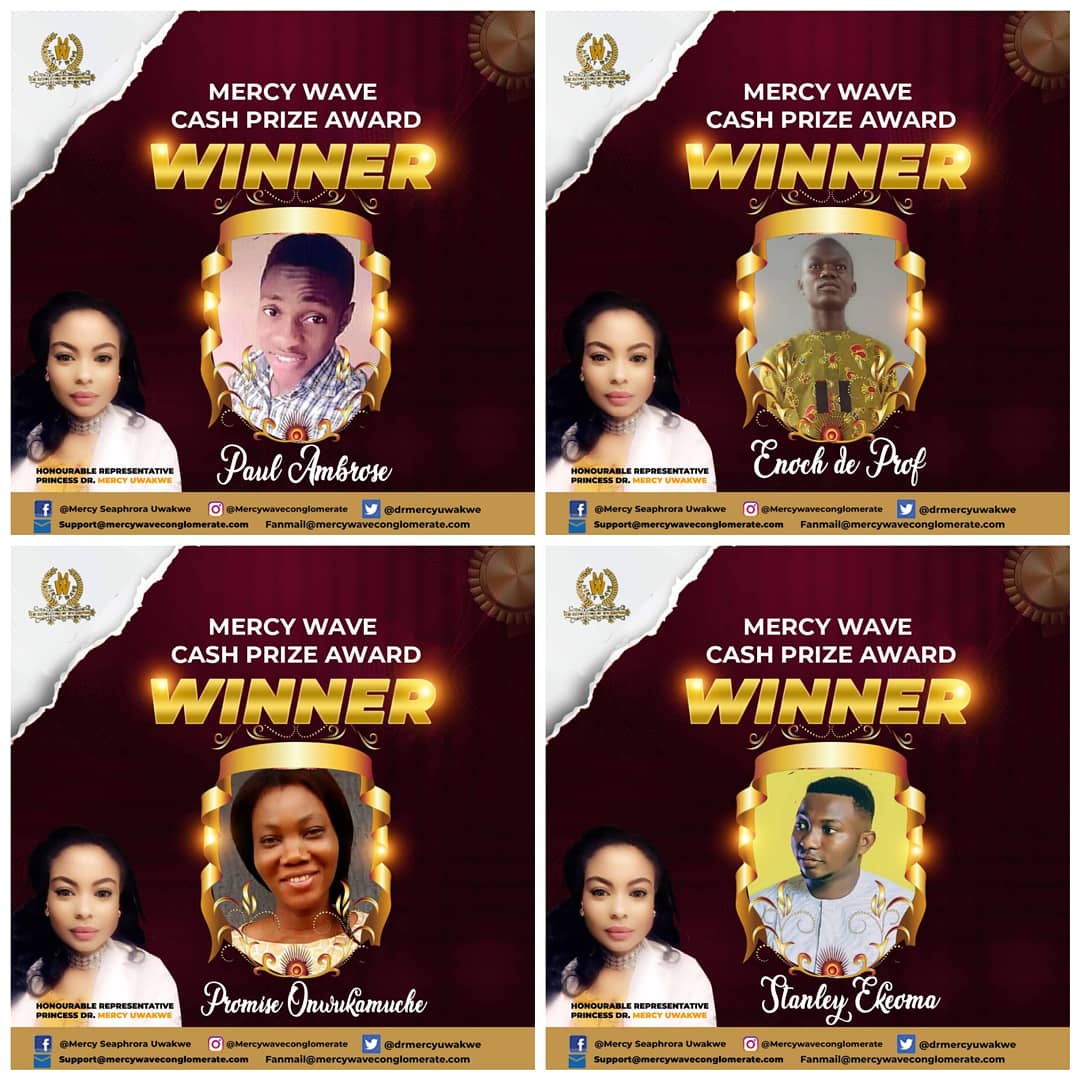 drmercyuwakwe's tweet photo. Congratulations to the winners of this month's Mercy Wave Cash Prize Award. Still don't know how to be a winner? Kindly send us a DM.

Congrats,
Mike https://t.co/1u1qA8hatJ