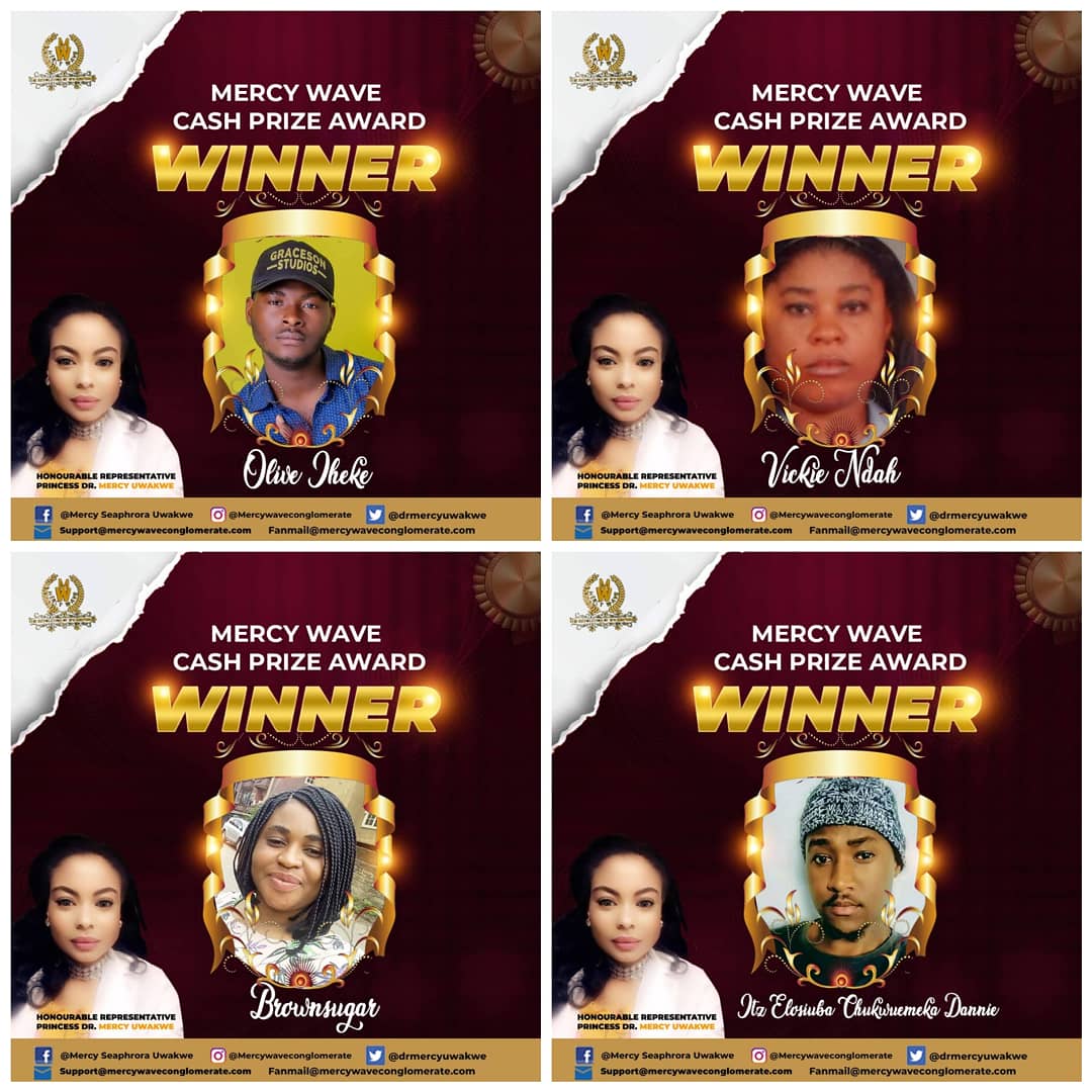 drmercyuwakwe's tweet photo. Congratulations to the winners of this month's Mercy Wave Cash Prize Award. Still don't know how to be a winner? Kindly send us a DM.

Congrats,
Mike https://t.co/1u1qA8hatJ