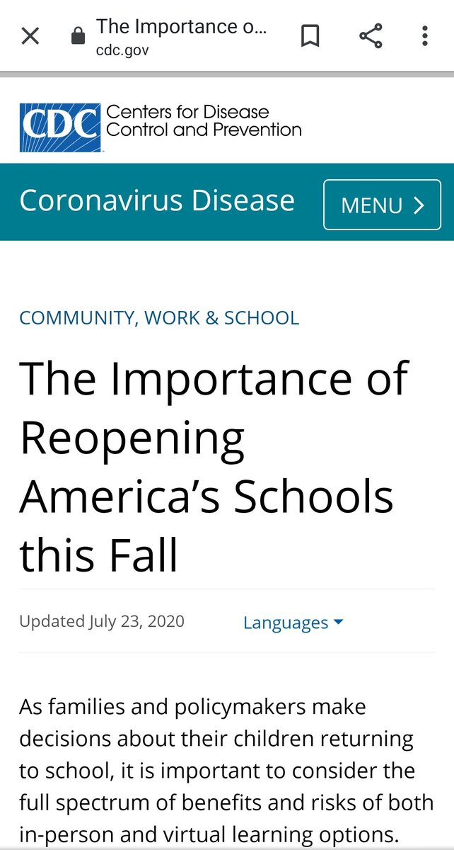 ToddCramerMCS's tweet photo. I have been asked about changes that may be made to our health department approved reopening plan due to CDC guidance released last night. Due to the cautious approach of our task forces, our plan is in alignment with the previous as well as current guidelines. #WeWantASchoolYear https://t.co/4qSI4Ra0Qe