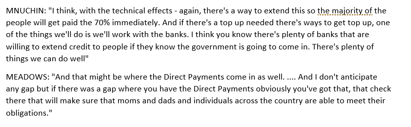 What if states can't make the shift? If the $200 bonus is not enough?White House Chief of Staff Mark Meadows said the difference would be made up by the $1,200 payments Treasury Secretary Mnuchin added: "There's plenty of banks that are willing to extend credit to people"