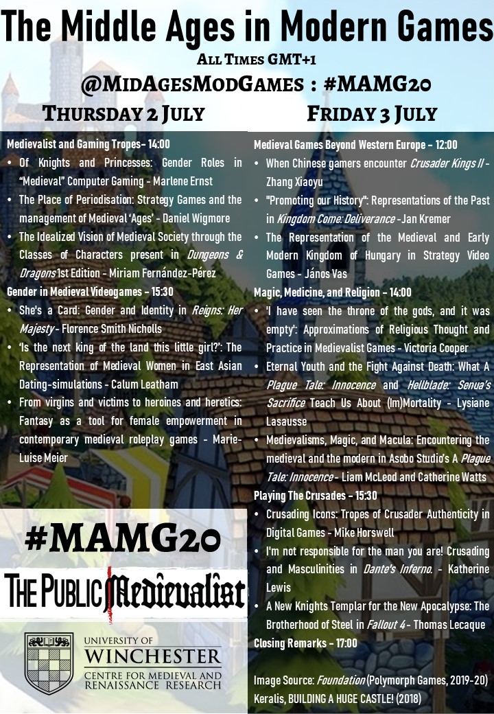 MidAgesModGames's tweet photo. Did you miss The Middle Ages in Modern Games Twitter conference at the start of the month? Here's a mega-thread of all our papers! #MAMG20 #medievaltwitter https://t.co/ECYaaB4DnT