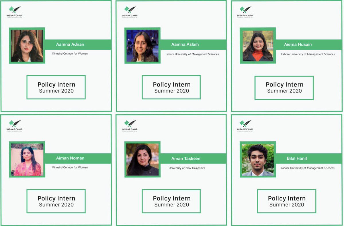 InsaafCamp's tweet photo. During the past month, many brilliant #law students from #Pakistan interned with us as part of the first batch of our summer #internship program. They worked together in different teams on policy projects and also supported our #legal #awareness efforts. (1/2) https://t.co/H7pTqsdSQI