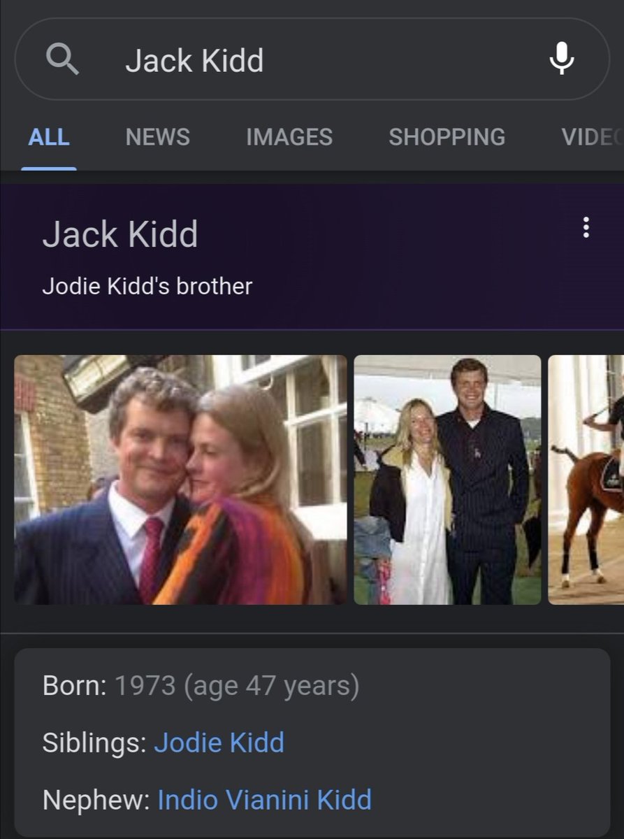 Next who is the UK producer also involved in this project? Jack Kidd, who is Jack Kidd? None other than the brother of Jodie Kidd, model, pub owner, entrepreneur, etc.
