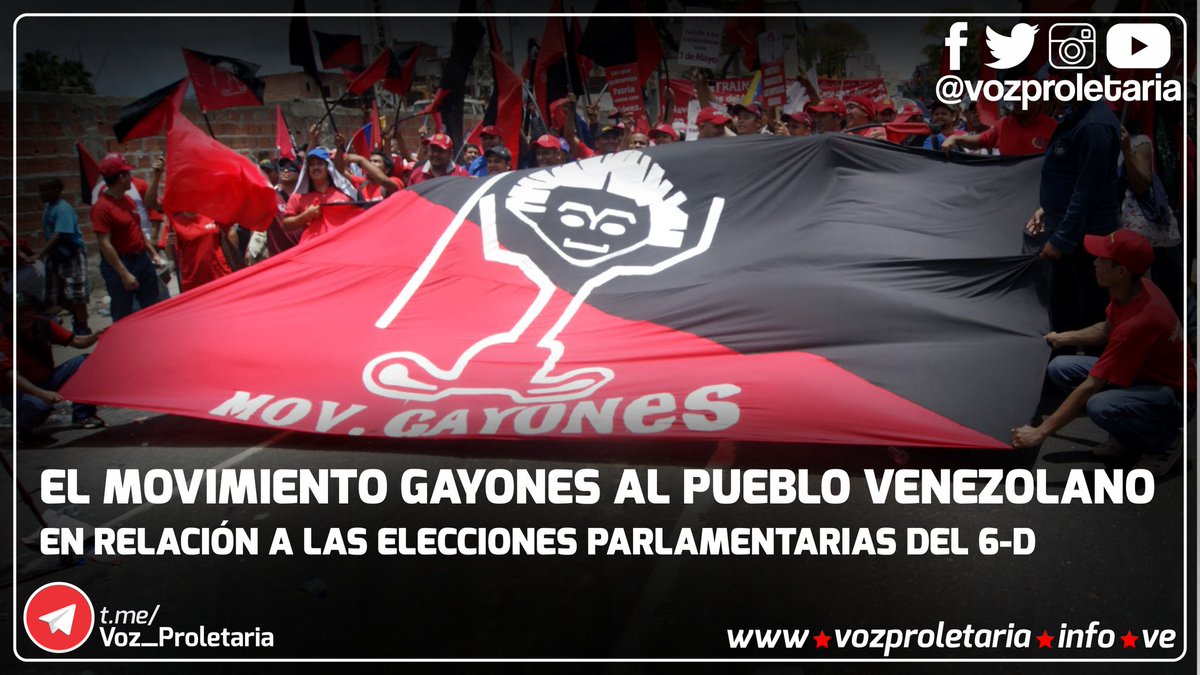 EL <a href="/MovGayones/">Movimiento Gayones</a> AL PUEBLO VENEZOLANO EN RELACIÓN A LAS ELECCIONES PARLAMENTARIAS DEL #6Dic

#MovimientoGayones #Parlamentarias2020 #Venezuela 

bit.ly/3hwS4SZ