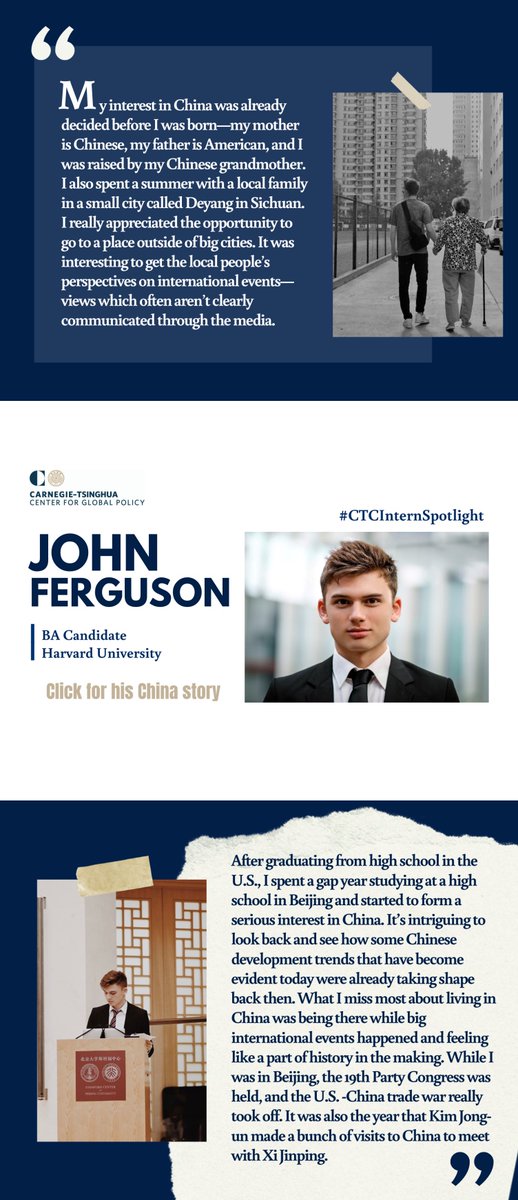 CarnegieChina's tweet photo. #CTCInternSpotlight John Ferguson, a 2020 Summer Carnegie–Tsinghua Young Ambassador on the research team, shares his interest in and understanding of China.
👇 Click the image below for his China Story 🇨🇳🇺🇸 https://t.co/ZjtpRqYtOx