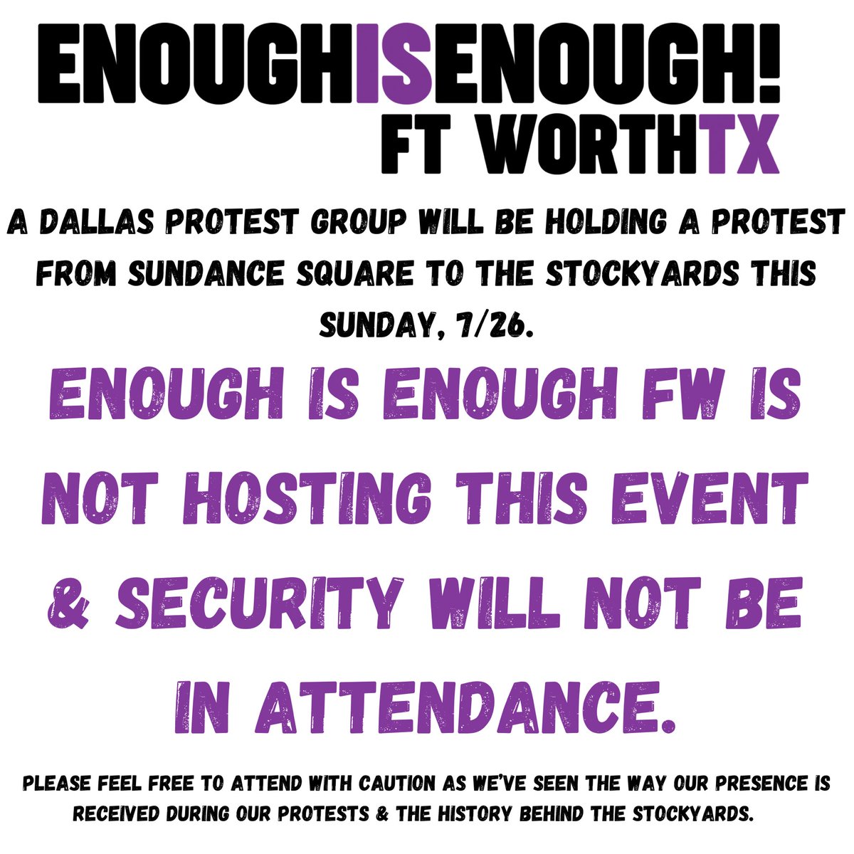 enough_fw's tweet photo. IMPORTANT MESSAGE FOR OUR ENOUGH IS ENOUGH SUPPORTERS & FOLLOWERS. PLEASE SHARE THIS MESSAGE.
#enoughisenoughfw #fortworthprotests #fortworthprotest #fortworth #funkytown #ftworth #ftw #ftworthtx #enoughisenough #whosestreetsourstreets https://t.co/pJkTmHW2su
