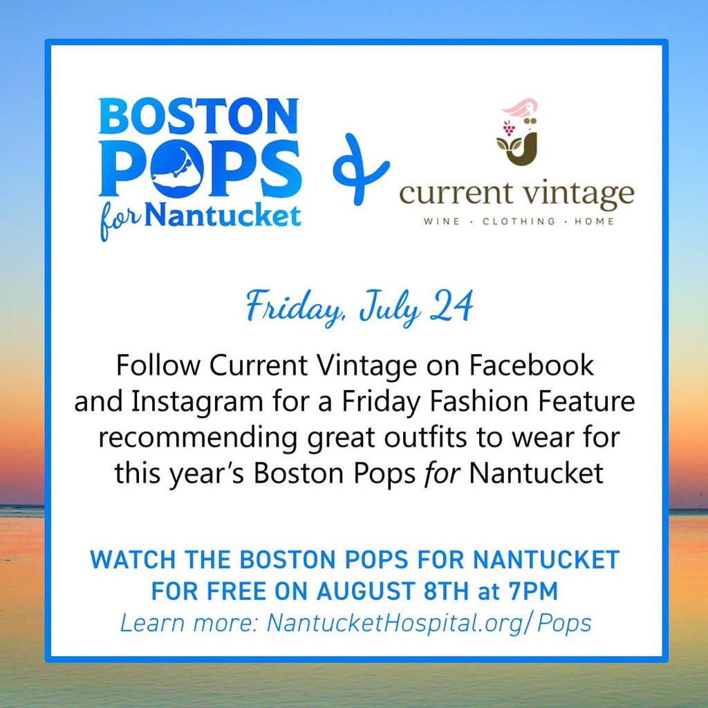 ACKHospital's tweet photo. With this year's Boston Pops for #Nantucket broadcast approaching on August 8th, head over to @currentVintage’s Facebook and IG pages today for their ideas for your #PopsPicnic at home!
For all the details on this year's #POPSonACK virtual event, visit https://t.co/jDevUpaA1c https://t.co/1jGx881CQj