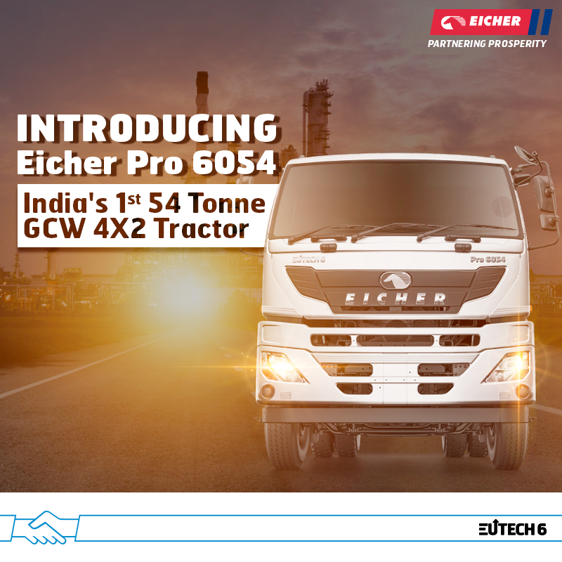 ETBIndia's tweet photo. Presenting India's 1st 54 ton GCW tractor-trailer, Eicher Pro 6054 designed to offer maximum profitability. Stay tuned for more details.
Know more about Eicher Heavy Duty Tractor Range: https://t.co/uwEl5gxz8h
#ProfitableForLife #TrustTheExperts #EicherTrucksAndBuses #EUTECH6 https://t.co/mfh2nOcZj3