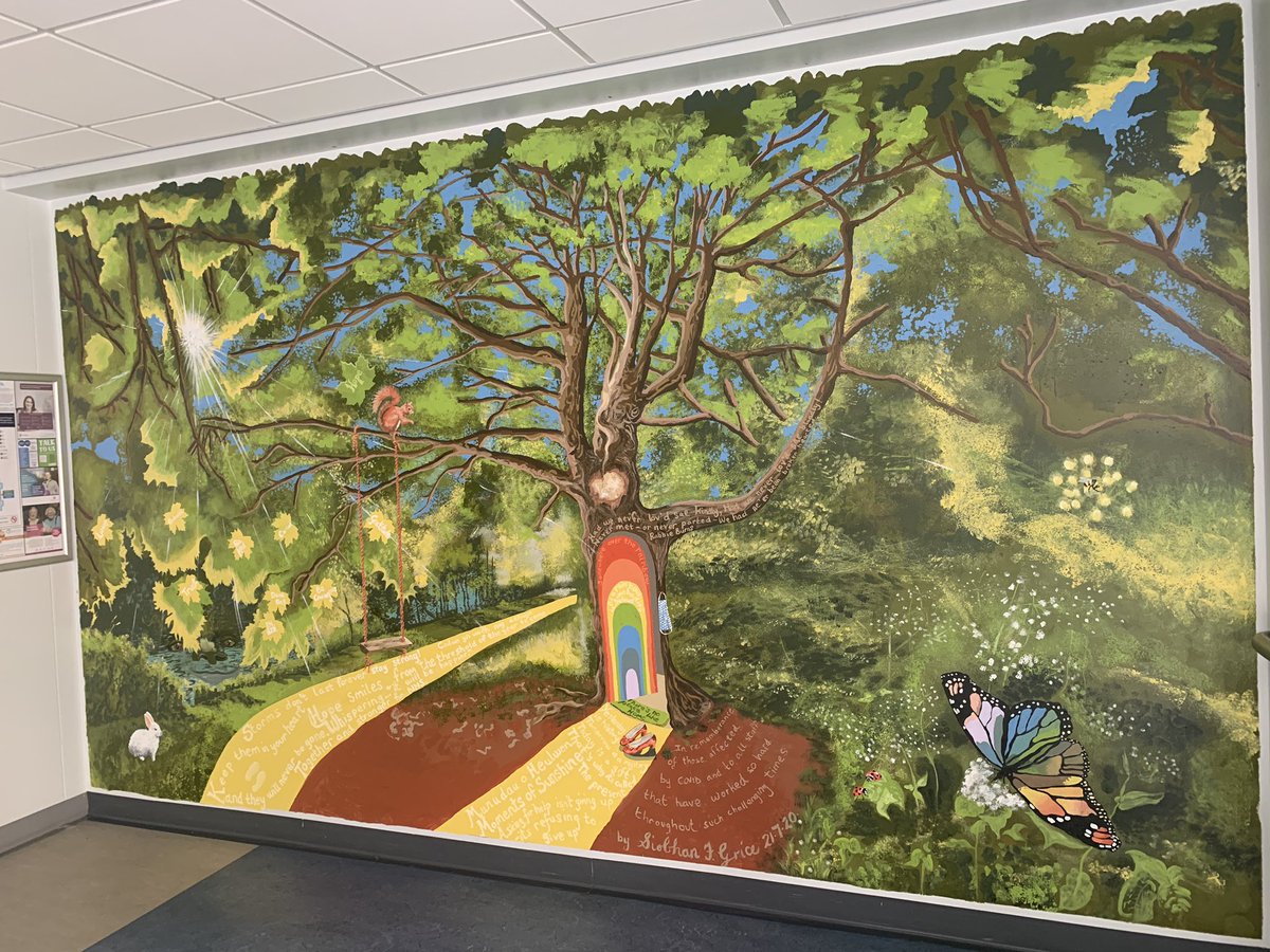 KeriH_AHP's tweet photo. Watched this well-being tree being painted last week at Royal Glamorgan Hospital @CwmTafMorgannwg
Wonderful artwork courtesy of @GriceSiobhan
This picture doesn’t do it justice. #wellbeingtree #artist #NHS https://t.co/dwm9zFqAmM