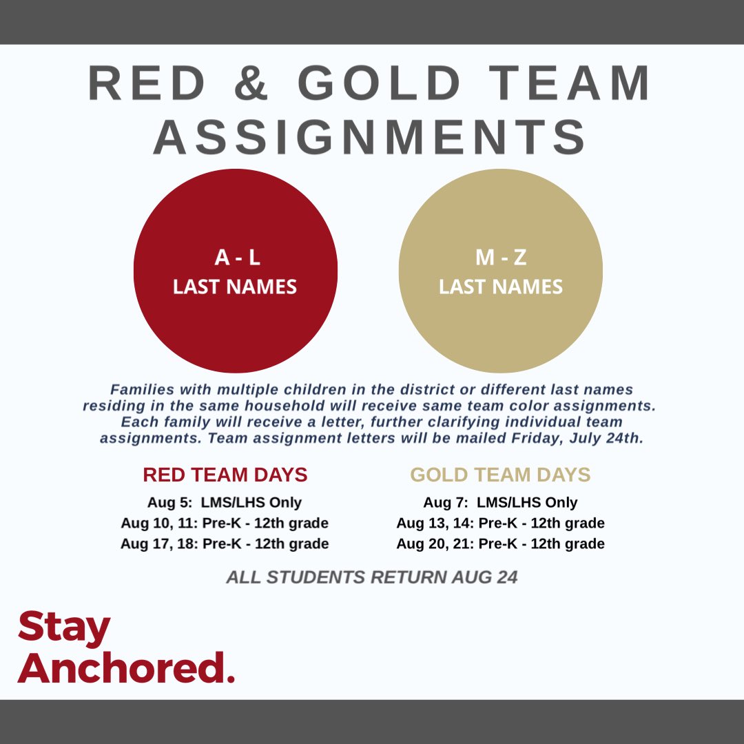 Return to School 2020-2021 information. Stay Anchored.