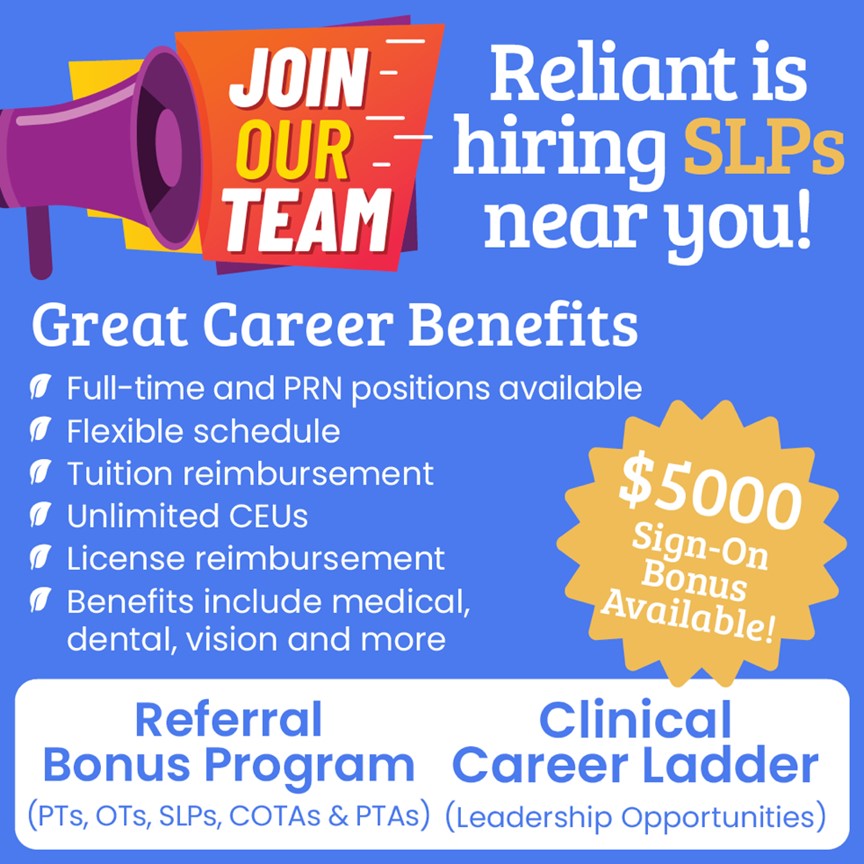 TalentCharity's tweet photo. $5K Sign on Bonus! We are looking for FT SLPs to join our team in Iowa! We have opportunities in our Marshalltown and Centerville locations!Contact me at: cleisering@reliant-rehab.com or 214-491-0048. #slp #speechtherapy #speechpathologist https://t.co/CmmSrLfe3Z