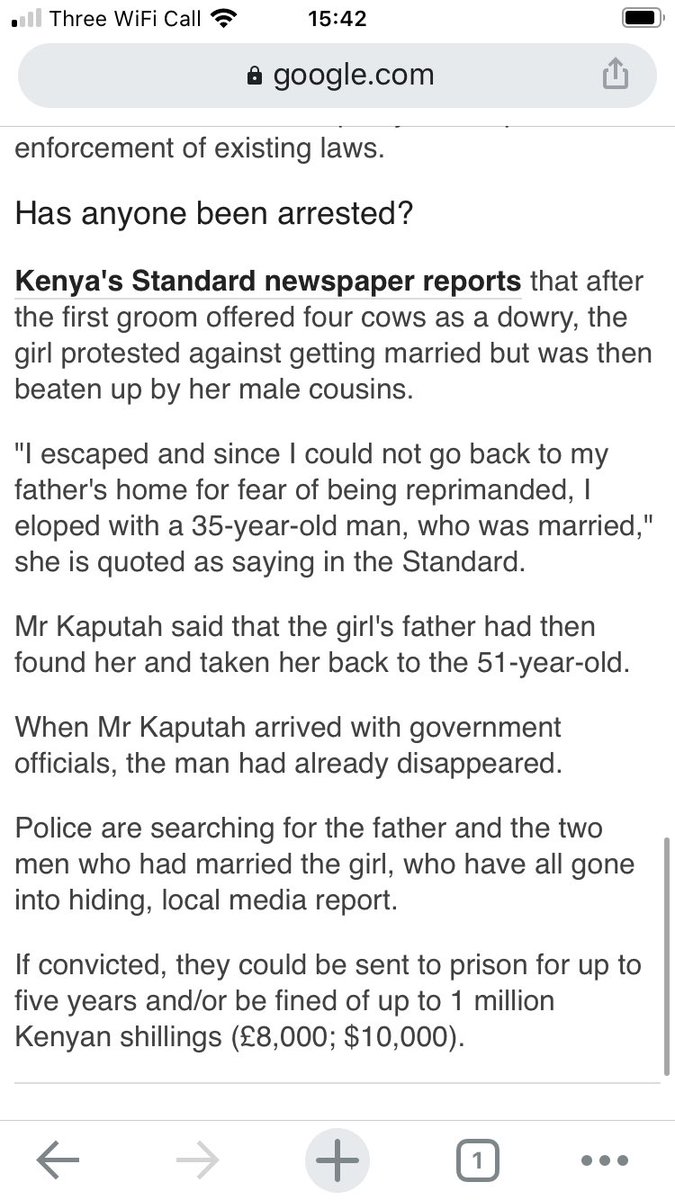 A 12 y/o in Kenya was married not once, but twice, in the space of a month. The first man was nearly 40 years her senior- she was forced into it by her father and cousins.  https://www.google.com/amp/s/www.bbc.co.uk/news/amp/world-africa-53420353