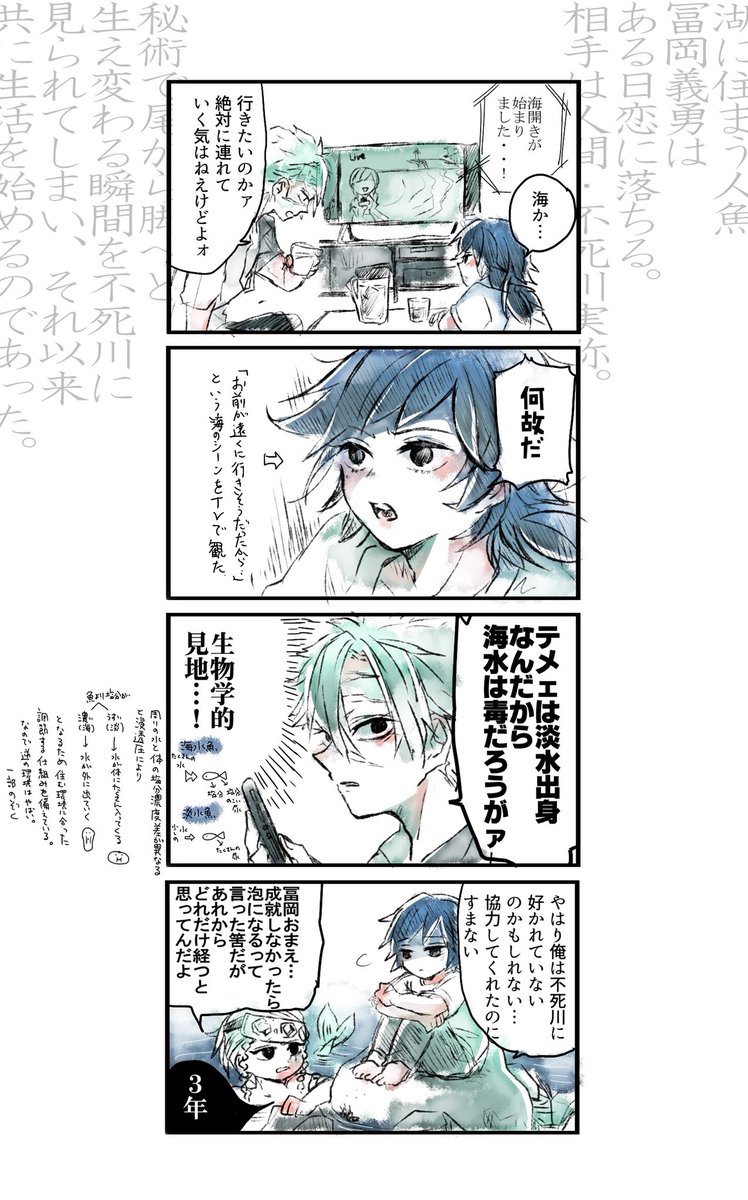 #さねぎゆ版深夜の創作60分一本勝負

さねぎゆ[海]お題四コマ

参考
https://t.co/feSLzAhOYN 