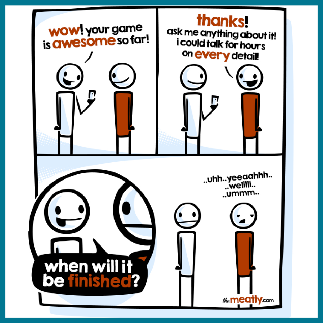Beamable's tweet image. COMIC FEATURE - themeatly.com - It sucks being stuck for days on end. It’s generally the additional game features that cause all the pain. Learn about Beamable -- save yourself from being the guy in this comic! #nocodegamedev #makegamesfaster #enjoymakinggames