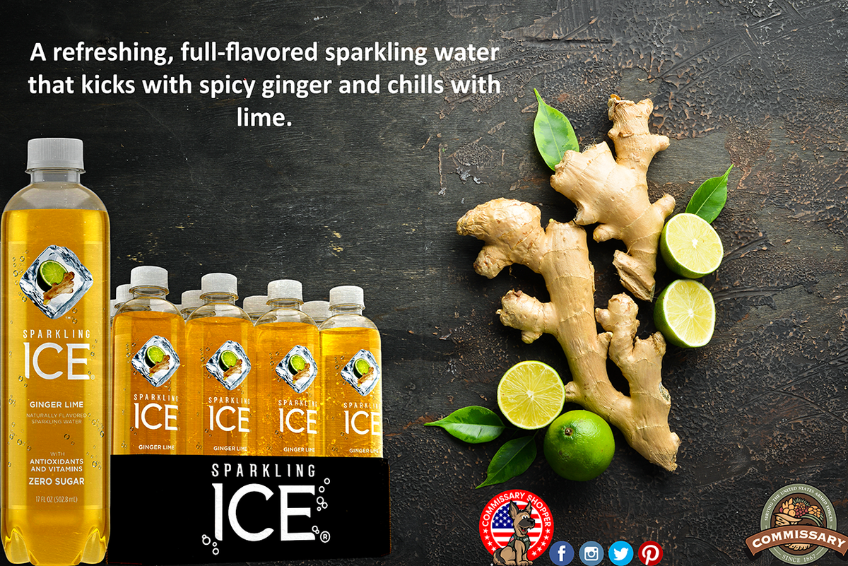 CommissaryShep's tweet photo. Ginger Lime...A Sparkling Drink With All The Spice And Zest 😁 This @SparklingIce Flavor Is Available At @YourCommissary 🏬🛒 Get Yours Today! #sparklingice #gingerlime #summerdrinks #refreshments #localcommissary #commissaryshopper #militarycouponer #couponingcommunity https://t.co/ftlxbz46Zh