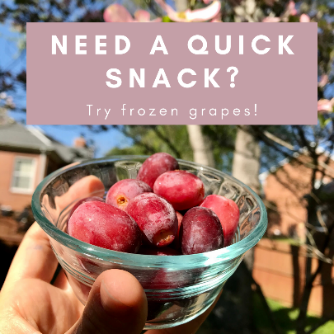 SodexoONU's tweet photo. Looking for a super easy snack?  Try frozen grapes!  Just remove grapes from the stems, wash and dry them, and the put them in the freezer!  Once frozen, you'll have a delicious, cooling, and healthy treat!🍇 https://t.co/W5FayDnA6R