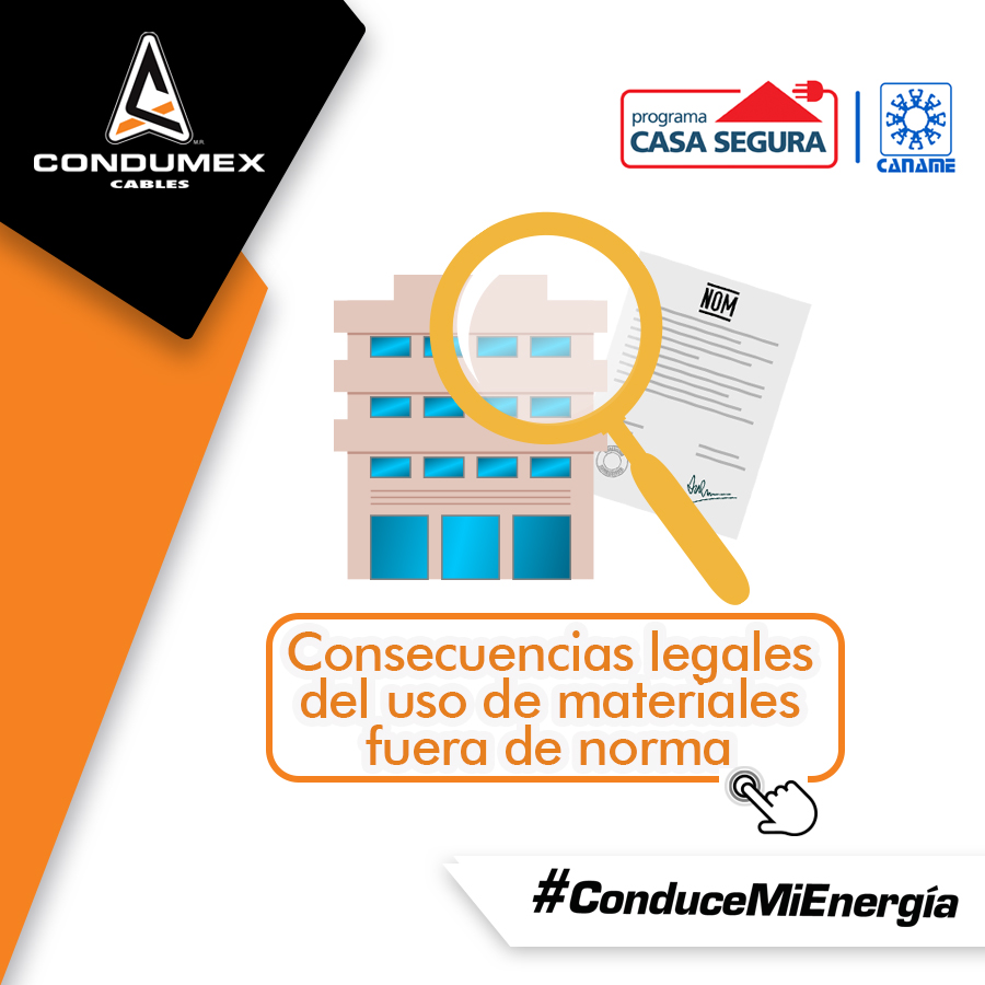 condumex_cables's tweet photo. El uso de materiales fuera de norma conlleva consecuencias legales, conócelas y evítalas en el siguiente enlace: https://t.co/RO9L8ggTqK #Condumex #ConduceMiEnergía #Caname #ProgramaCasaSegura #CuidaTuInstalaciónEléctrica #SeguridadEléctrica #SectorEléctricoUnido https://t.co/R1zAAVdBUp
