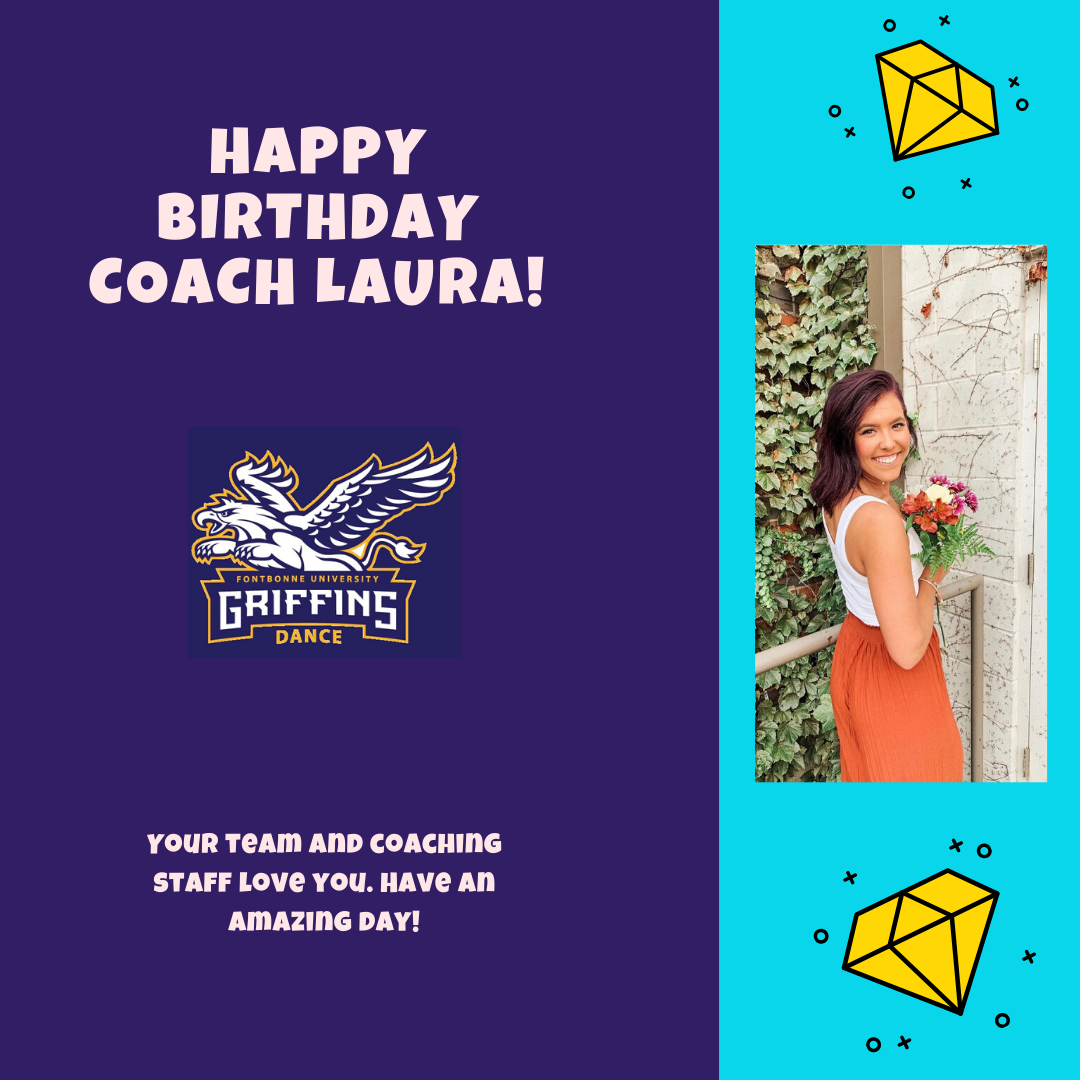 FBUDanceTeam's tweet photo. Happy Golden Birthday to Coach Laura! We can’t wait to celebrate with you in a few weeks! 
💜💛#fbugoldenline #fbugoldenlinebirthday #goldenbirthday https://t.co/Y5W5qrOzUL