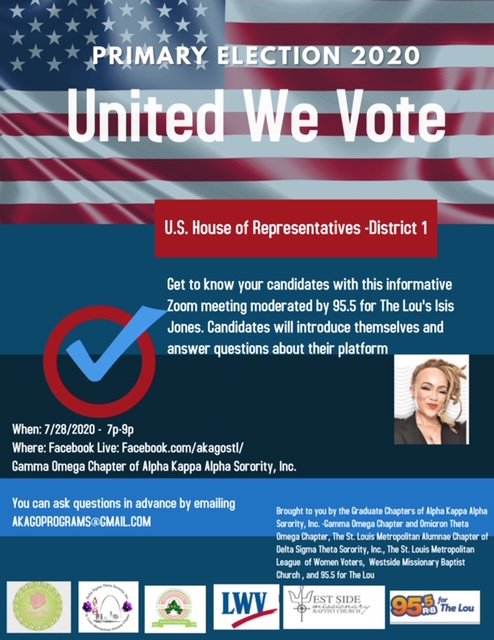 LWVSTL's tweet photo. The League is partnering with The Lou radio station on a forum Tuesday for candidates for the 1st Congressional District. Submit questions to akagoprograms@gmail.com. Watch on Facebook live at https://t.co/0oDwoJPpR1. #2020Election https://t.co/EwqNvoDmSe