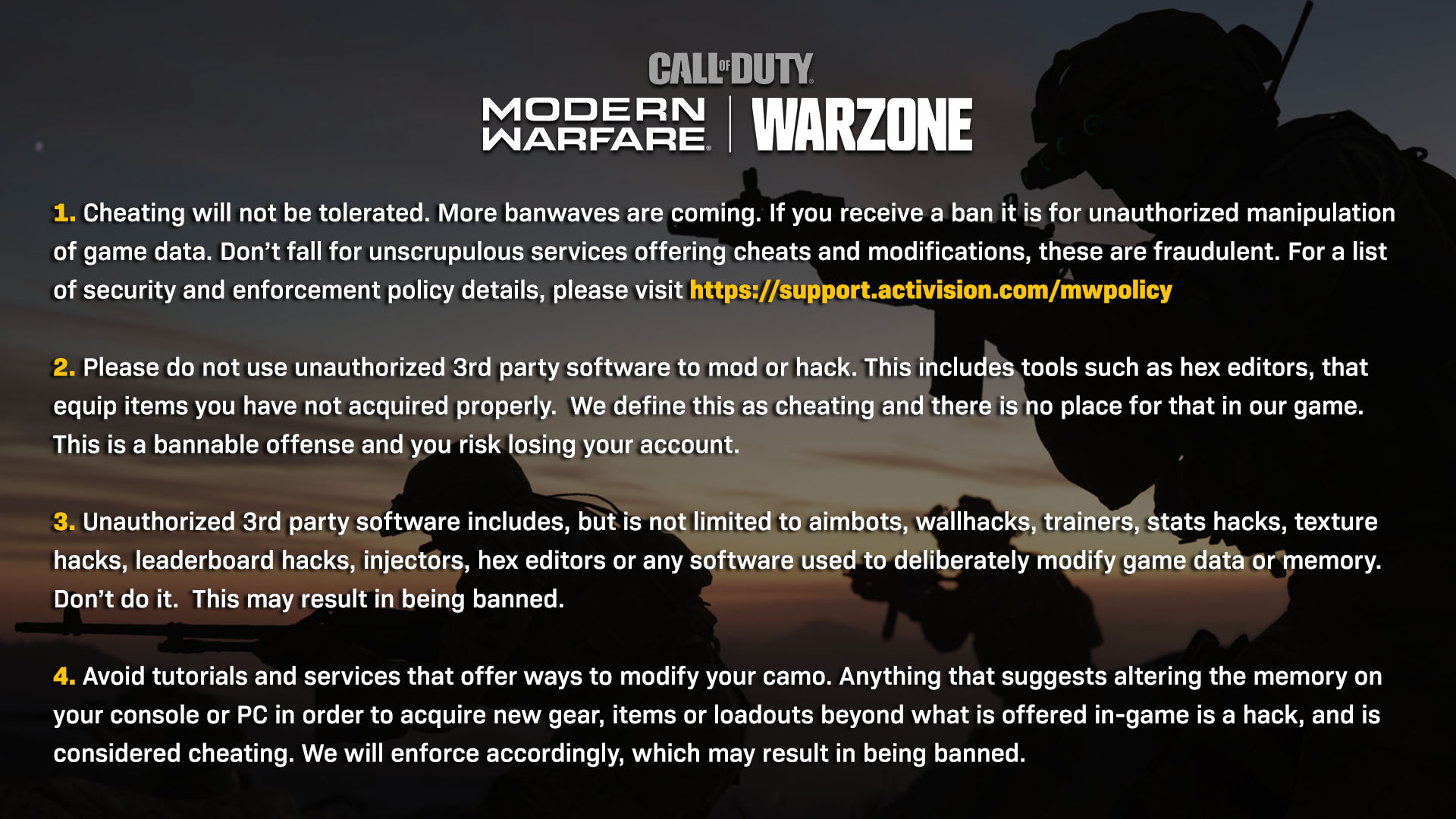 Activision Support Modern Warfare False Positive Bans Searching For Match  200 Ping IW Infinity Ward 