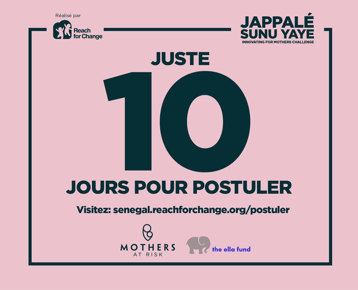 R4C_Senegal's tweet photo. Le temps est limité pour remplir votre candidatures pour le #InnovatingforMothers Challenge. Assurez-vous de postuler avec votre innovation qui améliore la santé maternelle et néonatale au #Sénégal d'ici le 15 August 2020.
https://t.co/nknOCZ87dy
# JappaléSunuYaye #kebetu https://t.co/KlIhCQnxu4