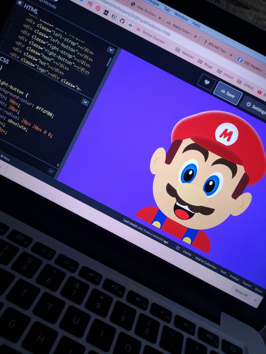 MichellleBrenda's tweet photo. Finally made Super Mario #CSSDrawing I'm finished but I'm debating the background color. What color would you all suggest? 😊 #CodePen #CodeNewbie #WomenWhoCode https://t.co/3ITdKI5GiZ