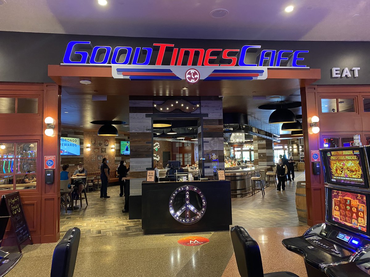 MorongoCasino's tweet photo. Good Times Cafè will be showing every MLB game this opening weekend! Watch your favorite teams play while enjoying the amazing menu options at #GoodTimesCafe ⚾️👌 #Baseball #OpeningWeekend #Dodgers #Morongo #Angels #Yankees https://t.co/6jZFcrWBXS