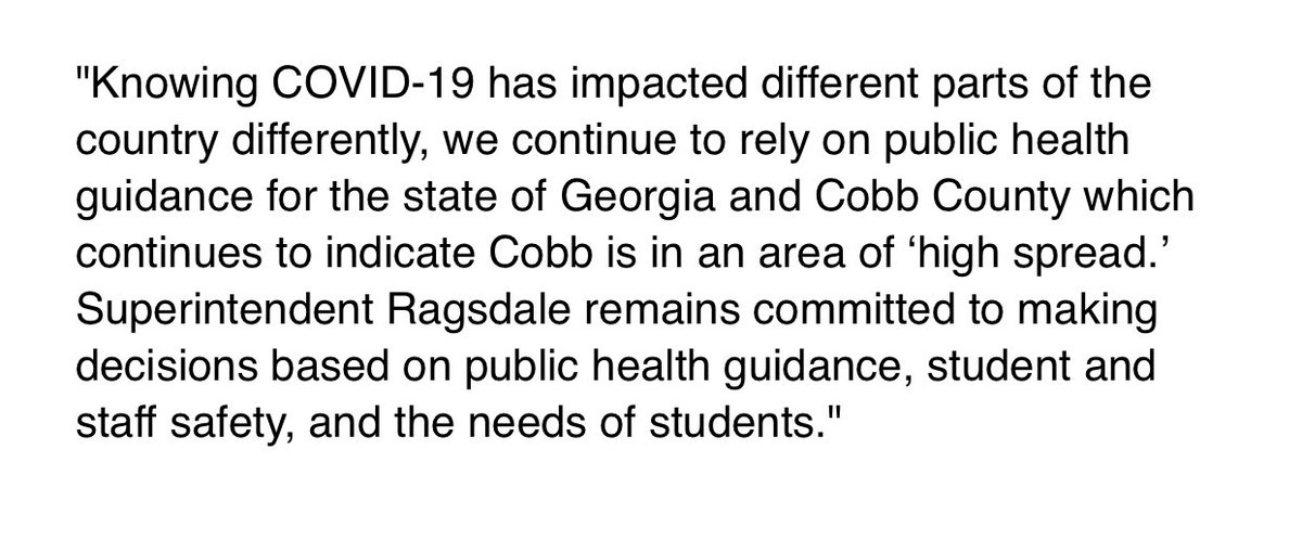 ChrisJoseTV's tweet photo. JUST IN: Statement from Cobb County School District on the push from parents to reopen with a face-to-face learning option. @wsbtv https://t.co/9p78uk3iEB