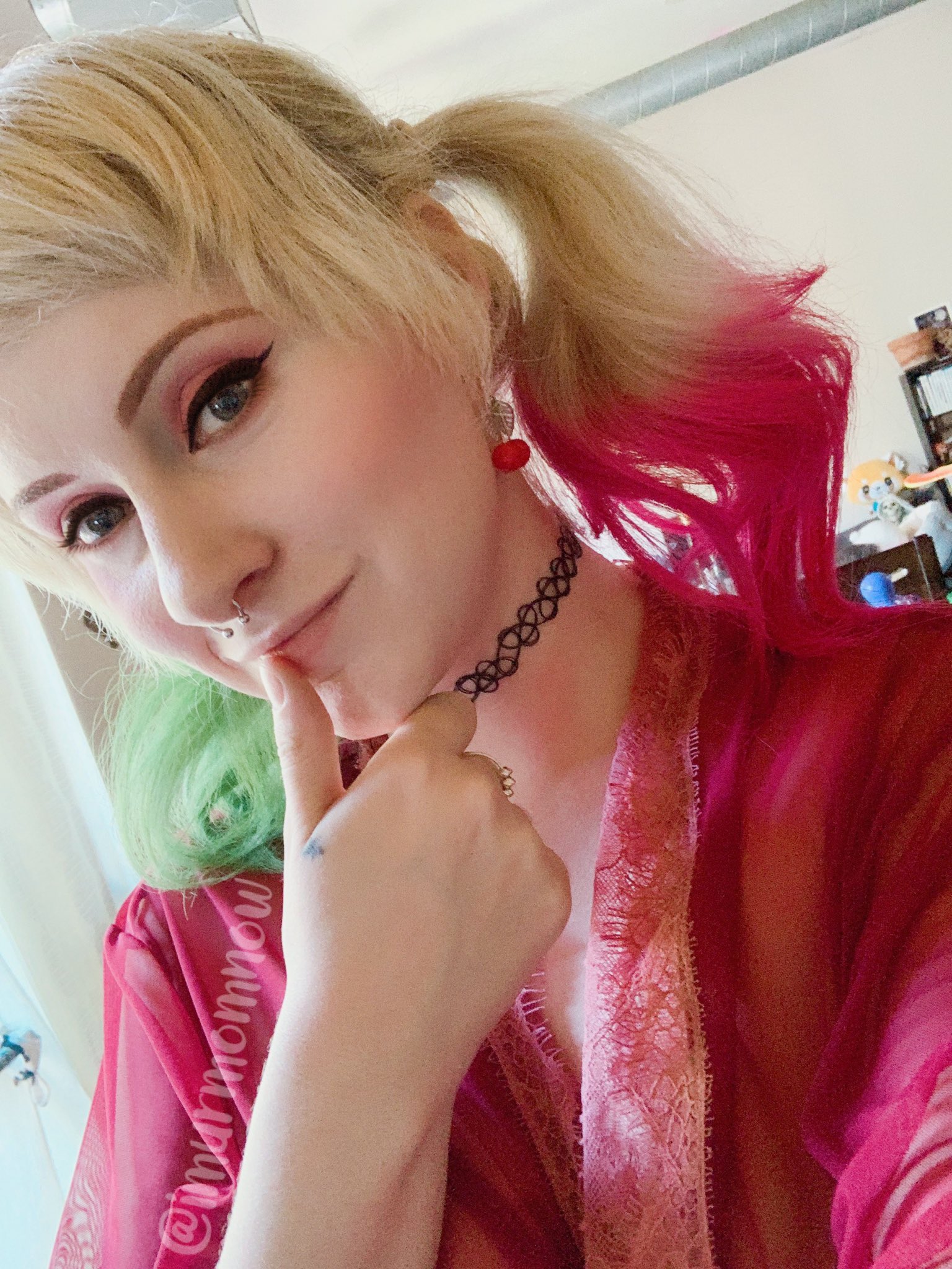 I temporary spray dyed my pigtails for funsies 🤡 https://t.co/nclc129pF4