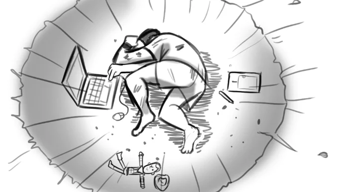 Imagem em tempo real de mim entregando o último arquivo do estágio após uma semana sofrida 