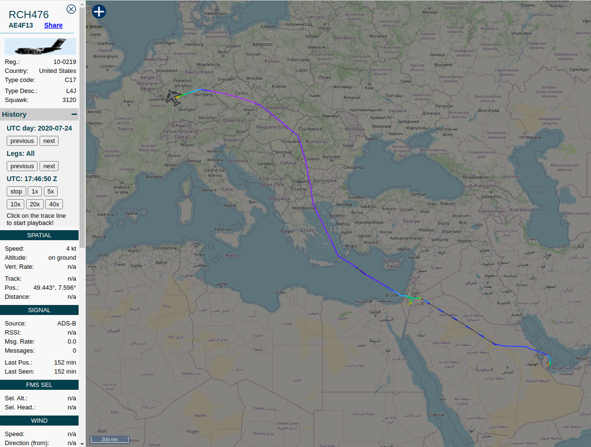 steffanwatkins's tweet photo. 🇺🇸 United States Air Force #USAF Boeing C-17A Globemaster III 10-0219|#AE4F13|#RCH476 in and out of Israel, and back to Ramstein Air Base.
#62AW #446AW
https://t.co/D91P4KXkxz
📷 2020-06-09 https://t.co/P4u52cq3Ko https://t.co/H3dkOvIYuN