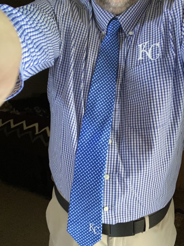 KevinJLueb's tweet photo. Dressed up for @RexHudler1 special performance today. First chance to break out this Father’s Day gift. #Royals #openingday2020 #MLBisBack #MLB https://t.co/D0wWk5hsti