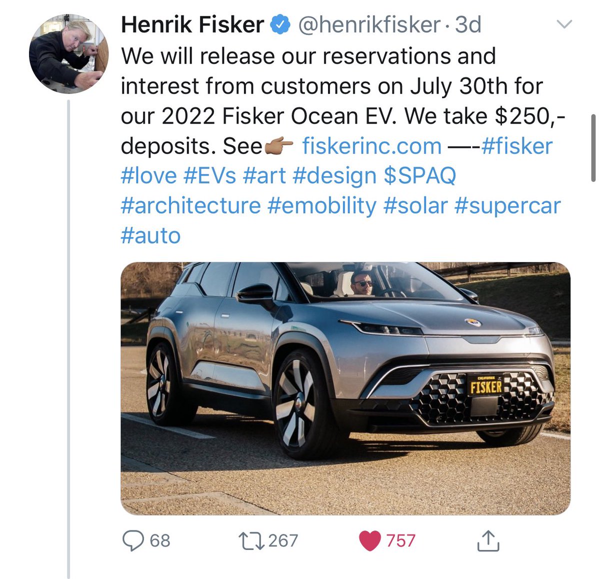 $SPAQ   Next catalyst! 7/30!!!

x.com/henrikfisker/s…

$NIO $TSLA $AYRO $NKLA $ALYI $GM $F $FCEL  $SHLL $SHLL $WKHS