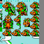 Différents Bowser (avec des jambes !).