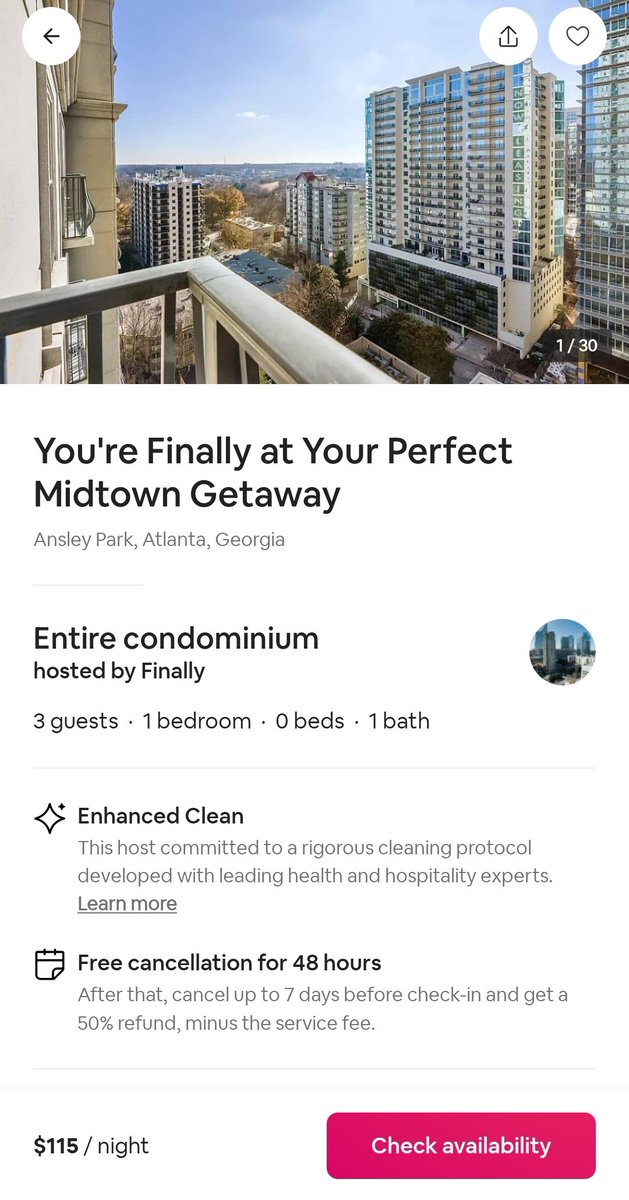 AirbnbFinally's tweet photo. Our Midtown Atlanta high-rise 1 bed 1 bath property is available for booking on @Airbnb!
#finallyAirBnB #atlantaliving #midtownatlanta #piedmontparkatl https://t.co/AOz0120wGk