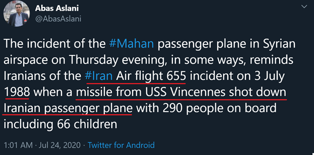 14)And tweets from this Iranian state media reporter to me indicate a dire need to divert attention away & place all blames on the U.S. The language used is quite telling.Rest assured these tweets were prepared by a senior government body in Iran to send a message.